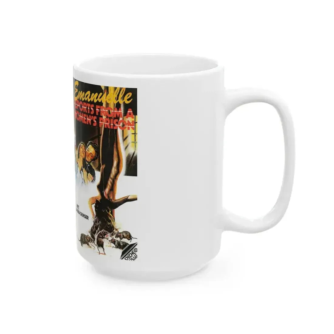 EMANUELLE REPORTS FROM A WOMENS PRISON (VHS COVER) - White Coffee Mug - Go Mug Yourself