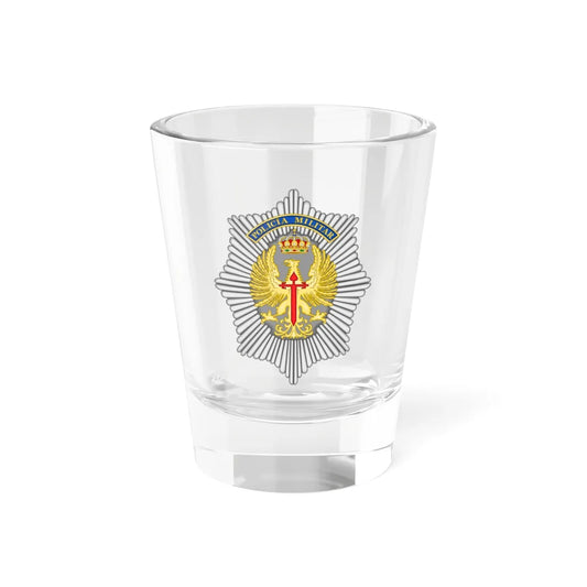 Emblem and Badge of the Spanish Army Military Police (Spain) (Coat of Arms) Shot Glass 1.5oz 1.5oz - Go Mug Yourself