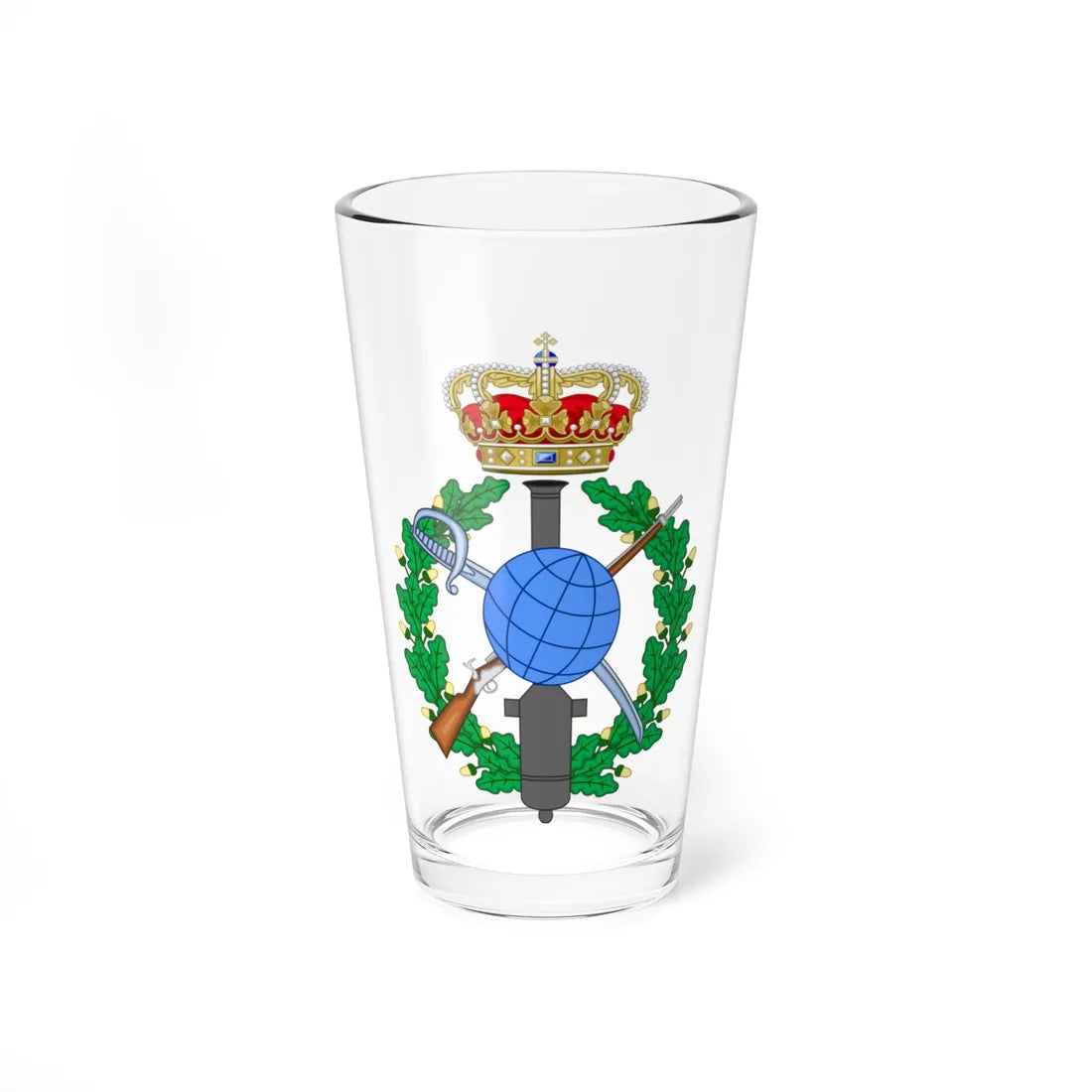 Emblem for the Danish General staff topographic department (Denmark) (Coat of Arms) Pint Glass 16oz 16oz - Go Mug Yourself