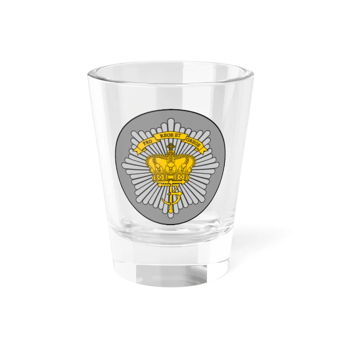 Emblem for the Danish Royal Life Guards VI Battalion (Denmark) (Coat of Arms) Shot Glass 1.5oz 1.5oz - Go Mug Yourself