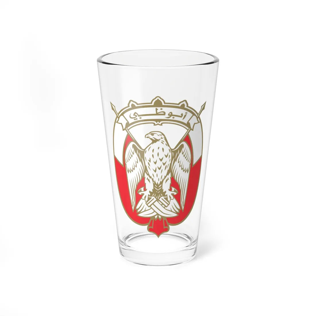 Emblem of Abu Dhabi - Gold (United Arab Emirates) (Coat of Arms) Pint Glass 16oz 16oz - Go Mug Yourself