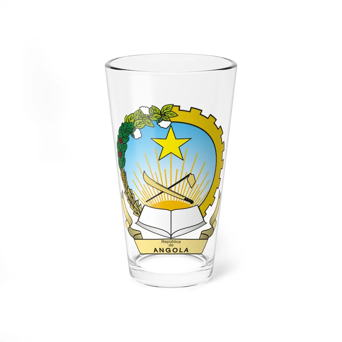 Emblem of Angola (Angola) (Coat of Arms) Pint Glass 16oz 16oz - Go Mug Yourself