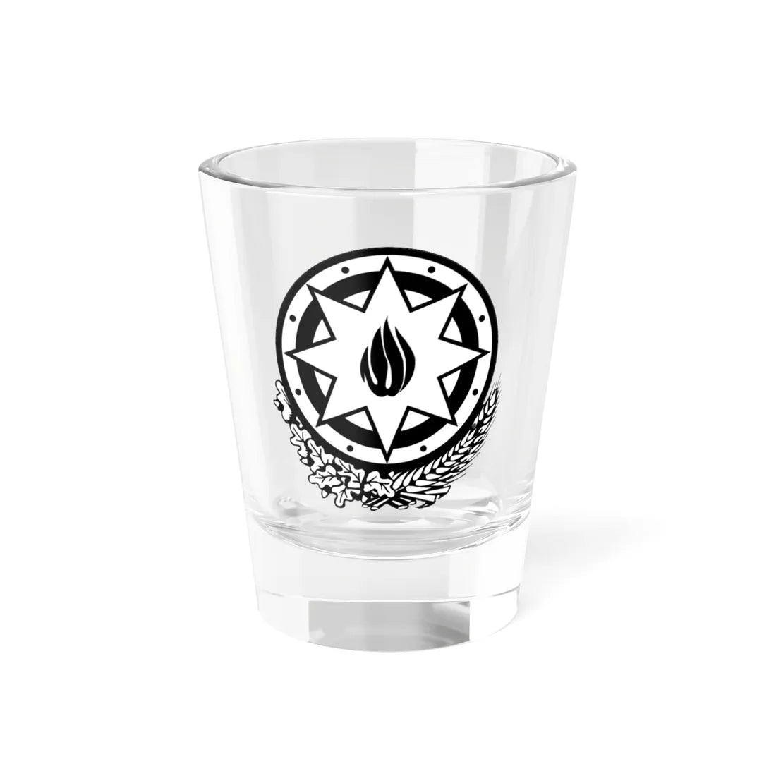Emblem of Azerbaijan black-white (Azerbaijan) (Coat of Arms) Shot Glass 1.5oz 1.5oz - Go Mug Yourself