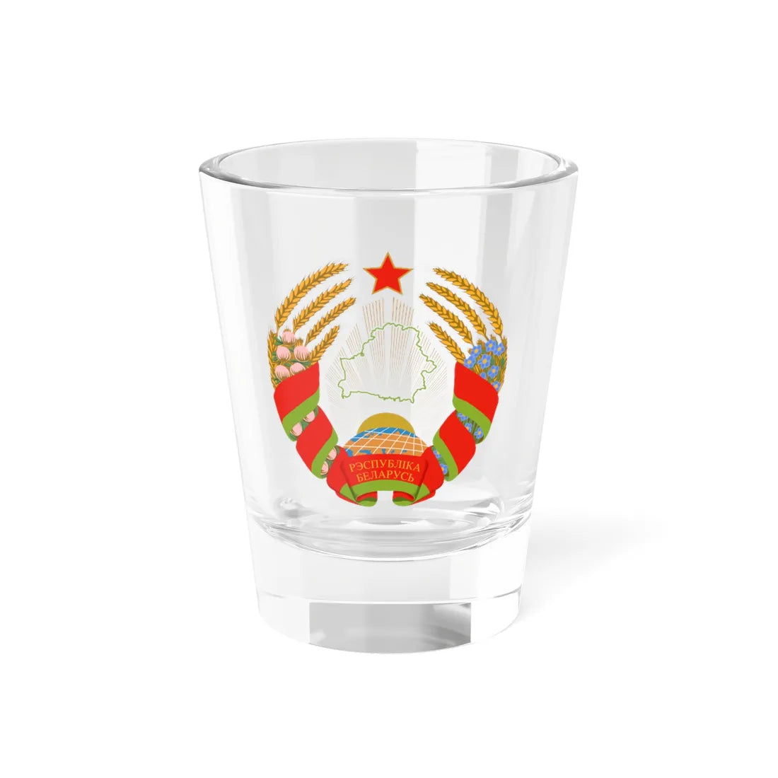 Emblem of Belarus (Belarus) (Coat of Arms) Shot Glass 1.5oz 1.5oz - Go Mug Yourself