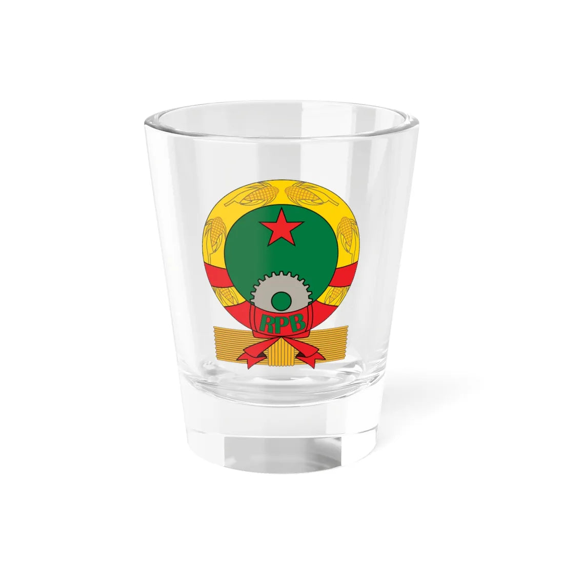 Emblem of Benin 1975-1990 (Benin) (Coat of Arms) Shot Glass 1.5oz 1.5oz - Go Mug Yourself