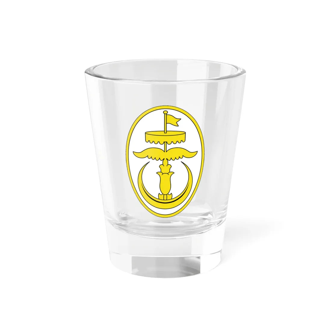 Emblem of Brunei 1950-1959 (Brunei) (Coat of Arms) Shot Glass 1.5oz 1.5oz - Go Mug Yourself