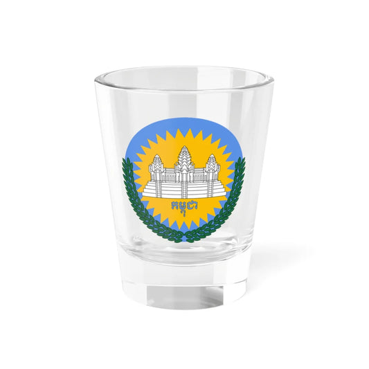 Emblem of Cambodia 1992-1993 (Cambodia) (Coat of Arms) Shot Glass 1.5oz 1.5oz - Go Mug Yourself