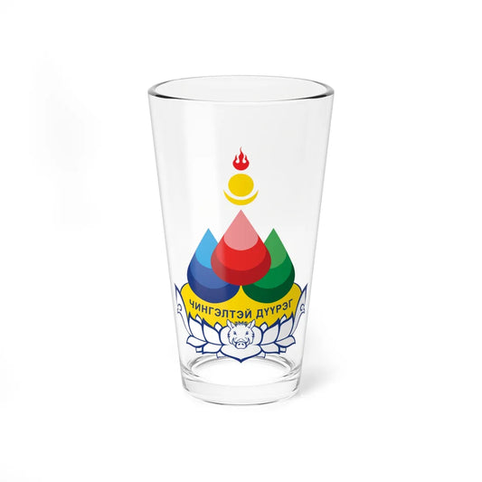 Emblem of Chingeltei district Ulaanbaatar (Mongolia) (Coat of Arms) Pint Glass 16oz 16oz - Go Mug Yourself