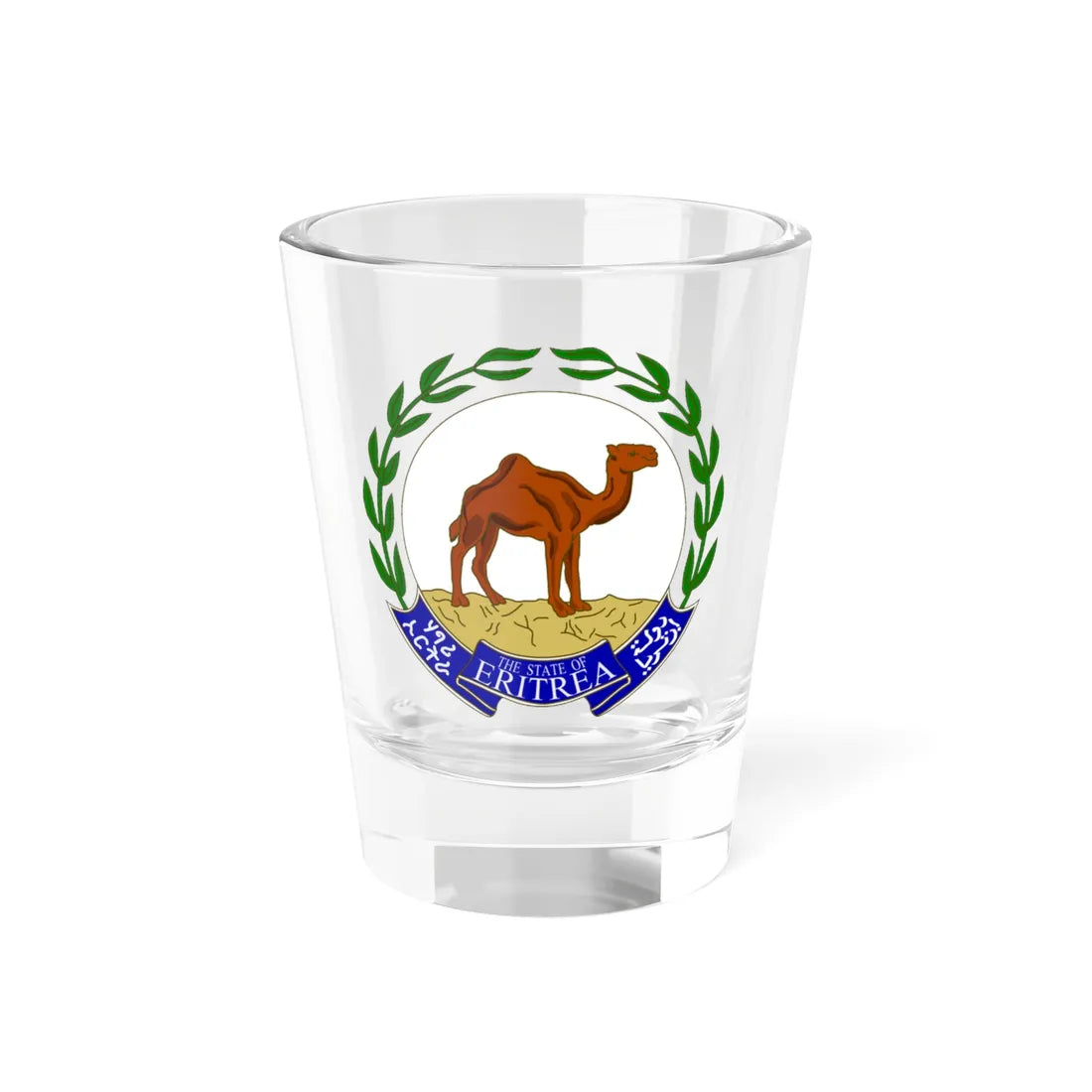 Emblem of Eritrea sinople argent naturel azur (Spain) (Coat of Arms) Shot Glass 1.5oz 1.5oz - Go Mug Yourself