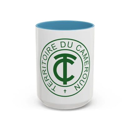 Emblem of French Cameroon - Accent Coffee Mug 15oz Light Blue - Go Mug Yourself