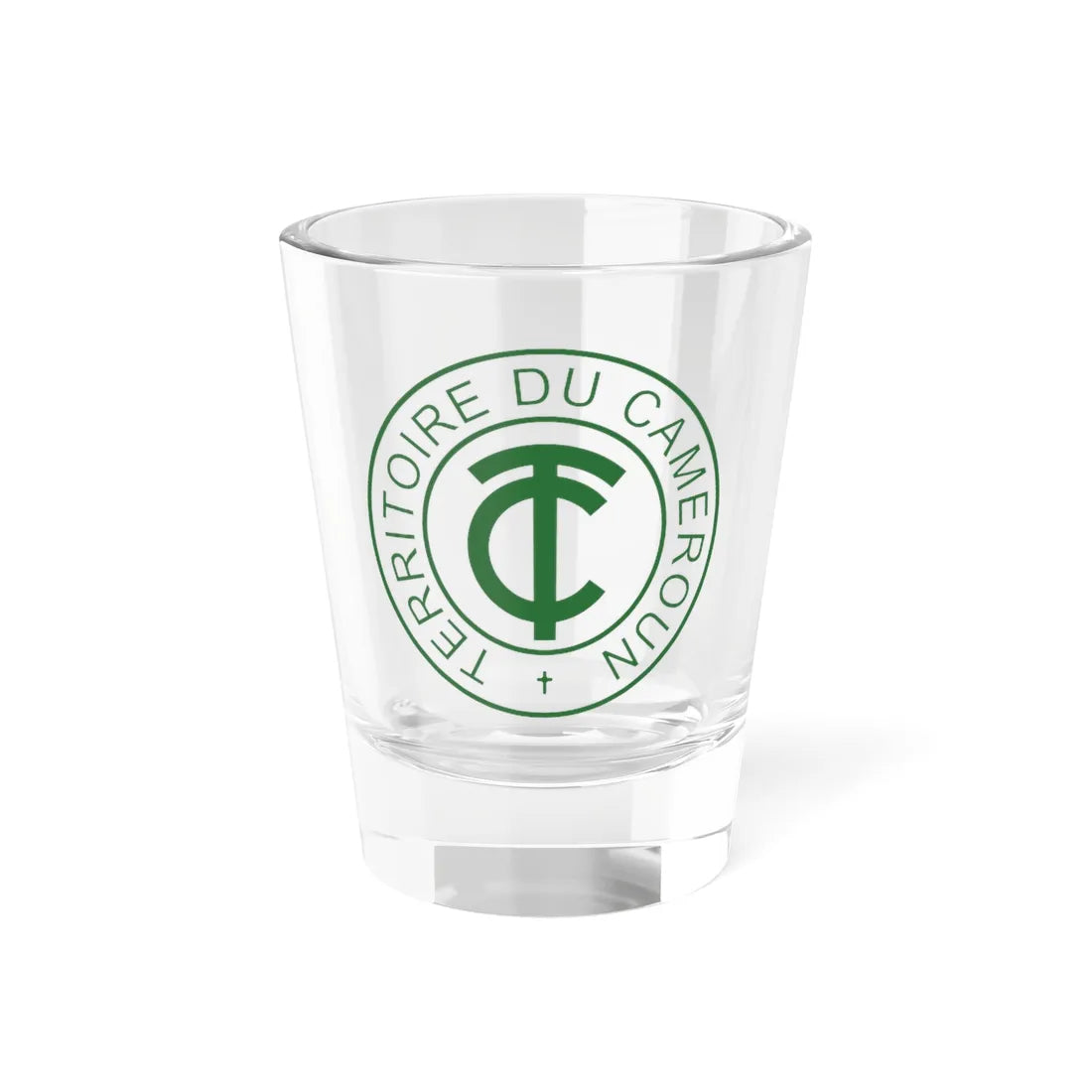 Emblem of French Cameroon (Cameroon) (Coat of Arms) Shot Glass 1.5oz 1.5oz - Go Mug Yourself
