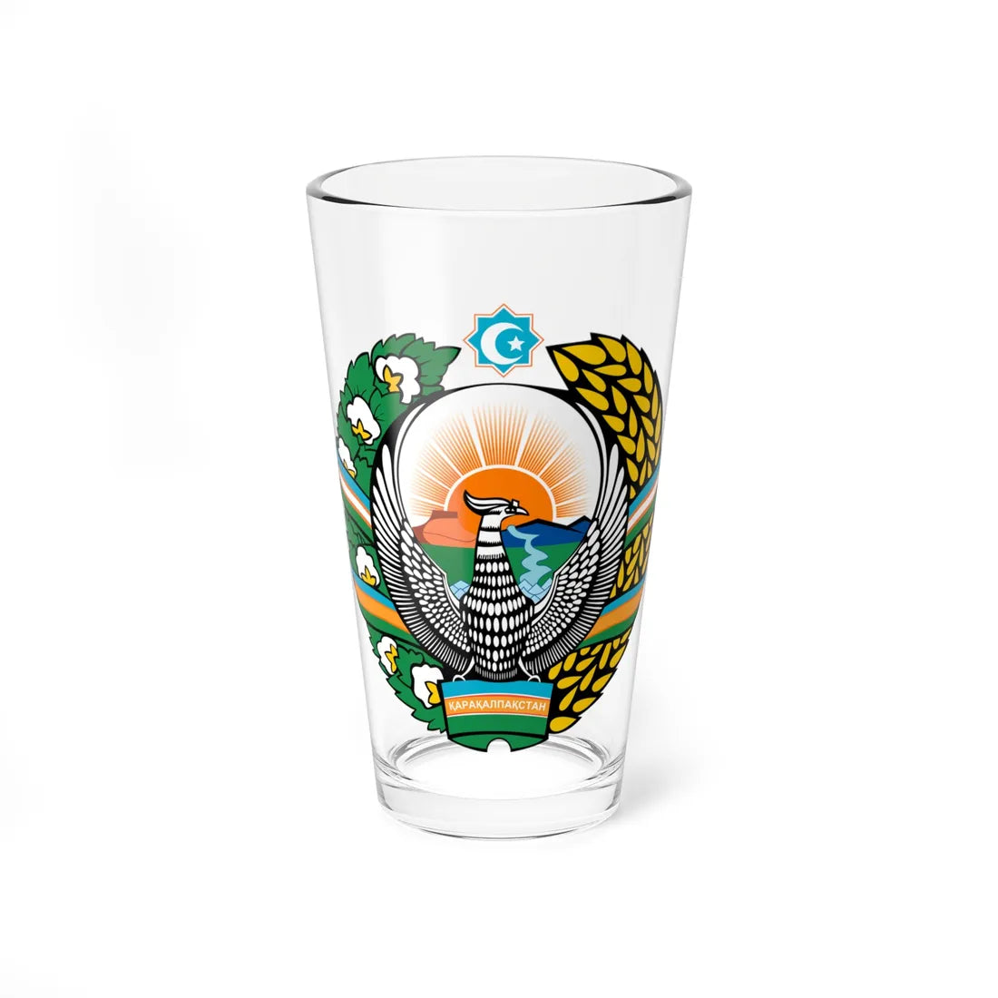 Emblem of Karakalpakstan (Uzbekistan) (Coat of Arms) Pint Glass 16oz 16oz - Go Mug Yourself