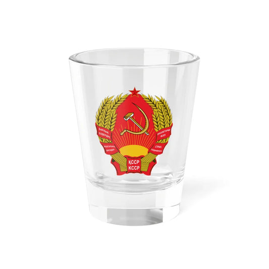 Emblem of Kazakh SSR (Soviet Union) (Coat of Arms) Shot Glass 1.5oz 1.5oz - Go Mug Yourself