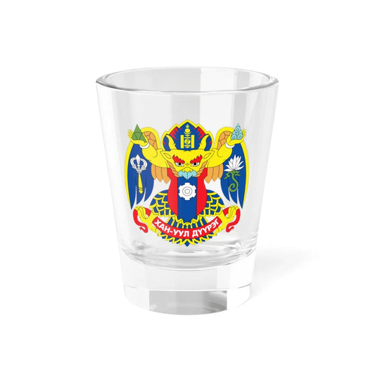 Emblem of Khan-Uul district Ulaanbaatar (Mongolia) (Coat of Arms) Shot Glass 1.5oz 1.5oz - Go Mug Yourself