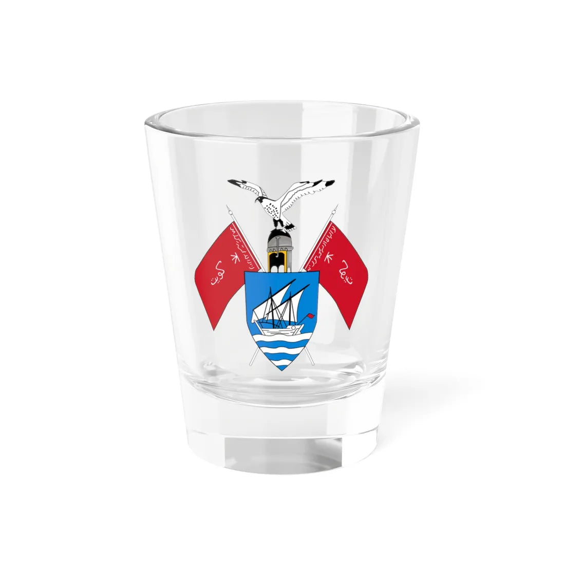 Emblem of Kuwait 1956-1962 (Kuwait) (Coat of Arms) Shot Glass 1.5oz 1.5oz - Go Mug Yourself