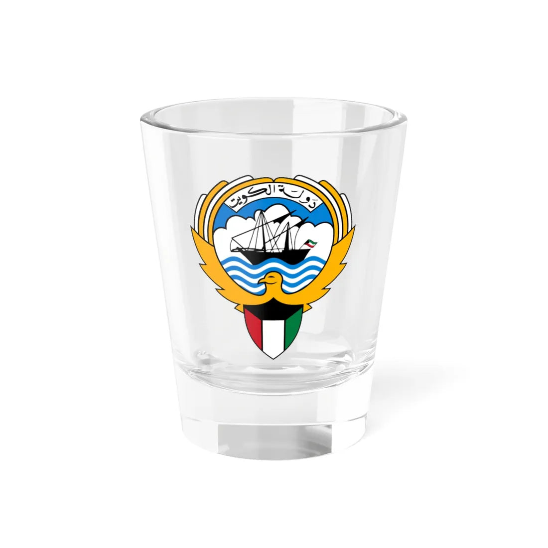 Emblem of Kuwait (Kuwait) (Coat of Arms) Shot Glass 1.5oz 1.5oz - Go Mug Yourself