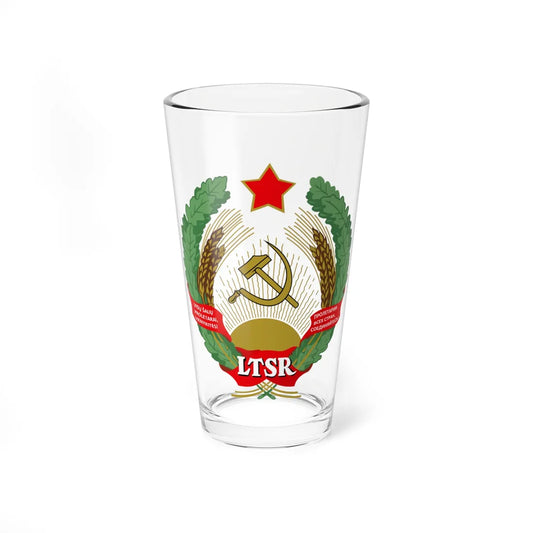 Emblem of Lithuanian SSR (Lithuania) (Coat of Arms) Pint Glass 16oz 16oz - Go Mug Yourself