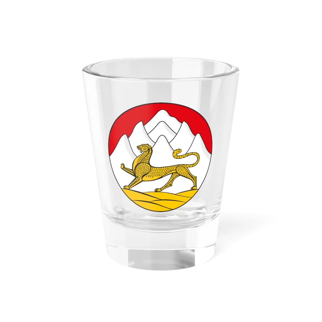 Emblem of North Ossetia (Russia) (Coat of Arms) Shot Glass 1.5oz 1.5oz - Go Mug Yourself