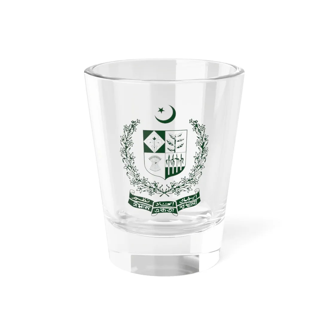 Emblem of Pakistan 1954-1972 (Pakistan) (Coat of Arms) Shot Glass 1.5oz 1.5oz - Go Mug Yourself