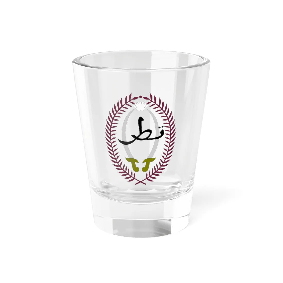 Emblem of Qatar 1966-1976 (Qatar) (Coat of Arms) Shot Glass 1.5oz 1.5oz - Go Mug Yourself