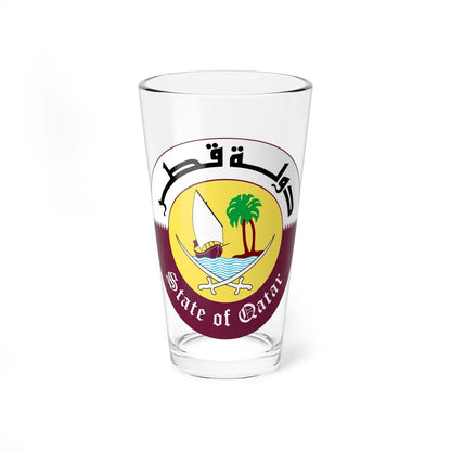 Emblem of Qatar 1976-2022 (Qatar) (Coat of Arms) Pint Glass 16oz 16oz - Go Mug Yourself