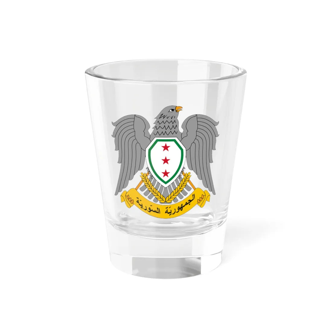 Emblem of Syria 1945-1958 (Syria) (Coat of Arms) Shot Glass 1.5oz 1.5oz - Go Mug Yourself