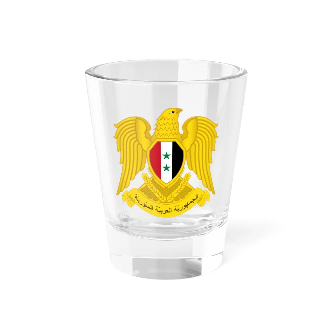 Emblem of Syria 1980-2024 (Syria) (Coat of Arms) Shot Glass 1.5oz 1.5oz - Go Mug Yourself