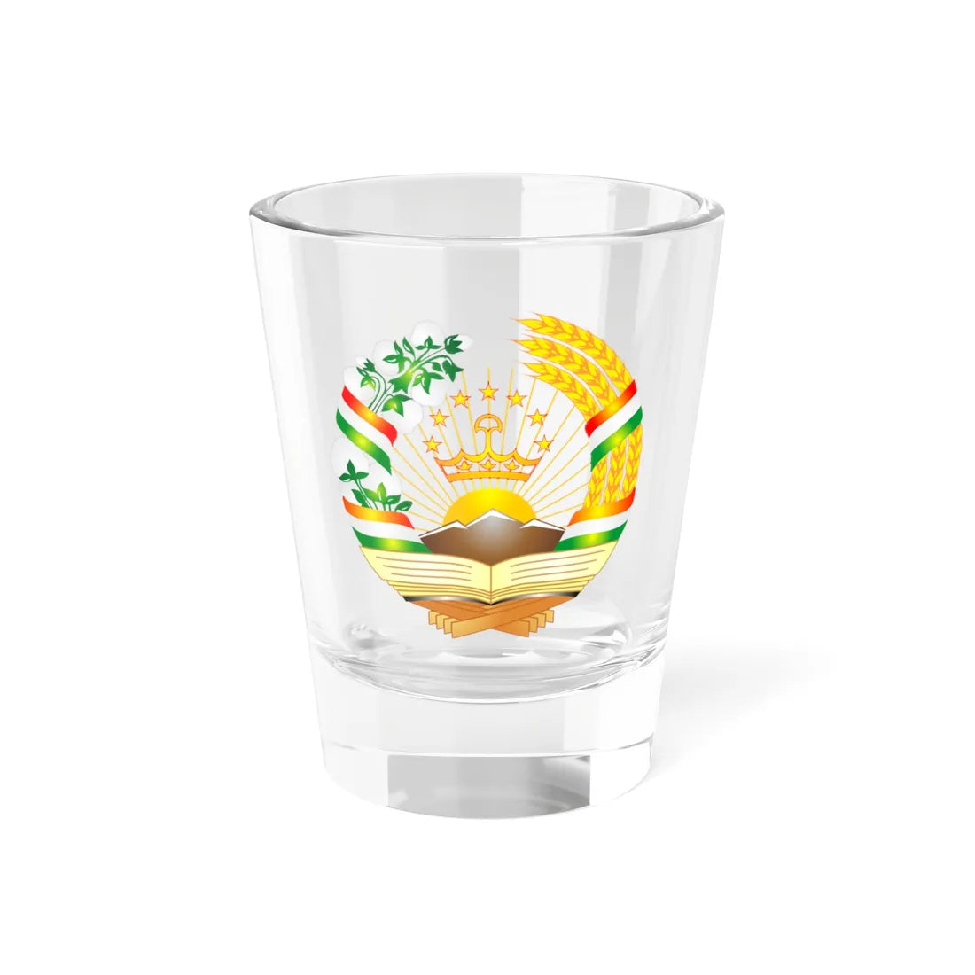 Emblem of Tajikistan 2 (Tajikistan) (Coat of Arms) Shot Glass 1.5oz 1.5oz - Go Mug Yourself