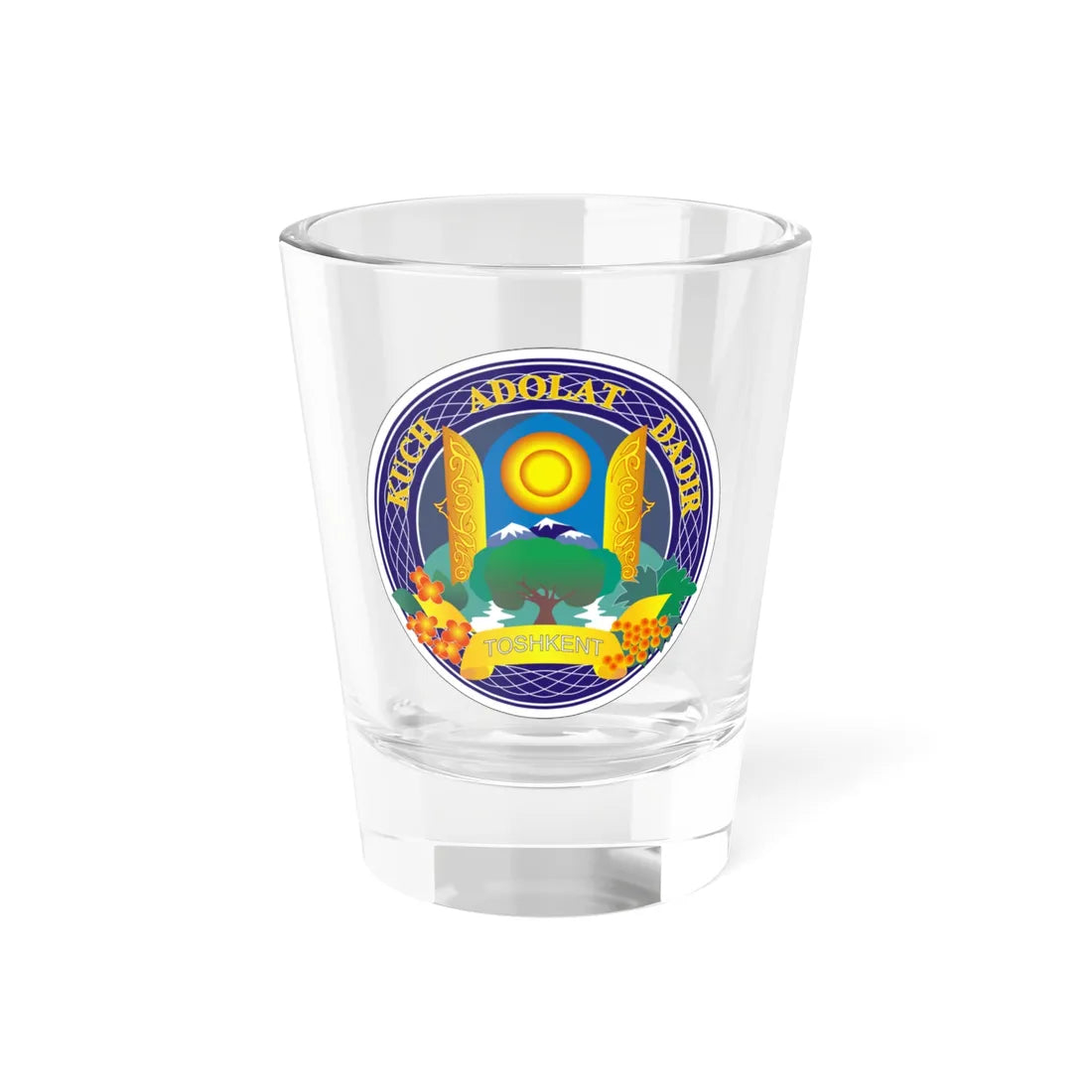 Emblem of Tashkent (Uzbekistan) (Coat of Arms) Shot Glass 1.5oz 1.5oz - Go Mug Yourself