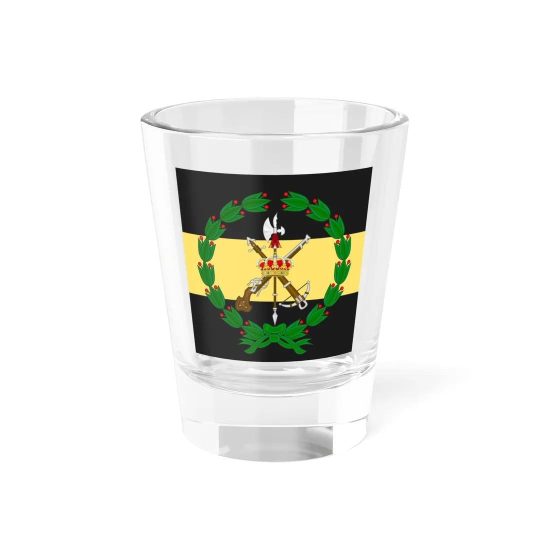 Emblem of the 2nd Spanish Legion Tercio Duke of Alba (Spain) (Coat of Arms) Shot Glass 1.5oz 1.5oz - Go Mug Yourself