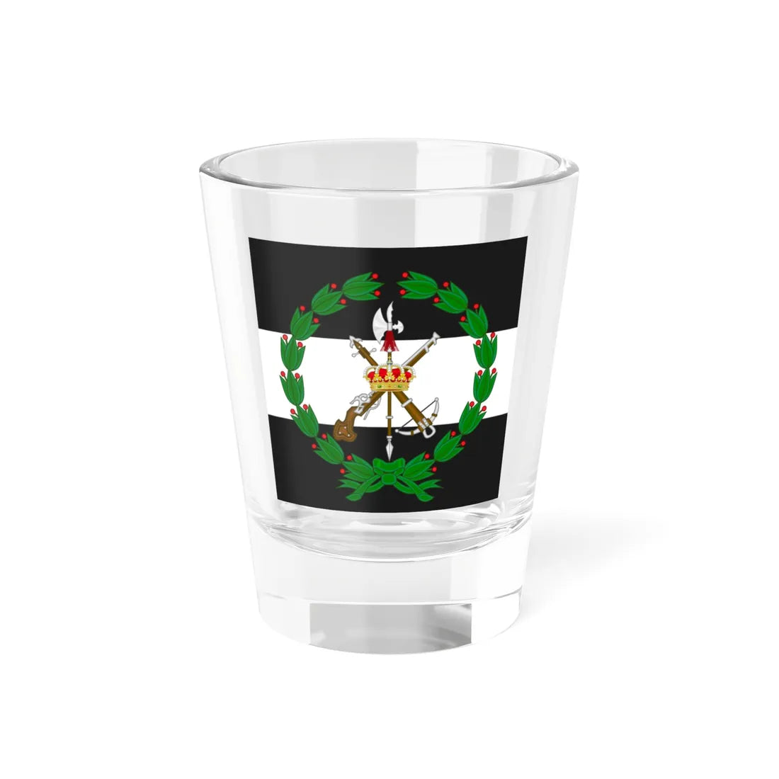 Emblem of the 3rd Spanish Legion Tercio Don Juan de Austria (Spain) (Coat of Arms) Shot Glass 1.5oz 1.5oz - Go Mug Yourself