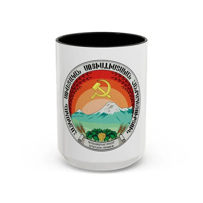 Emblem of the Armenian SSR (1922) - Accent Coffee Mug 15oz Black - Go Mug Yourself