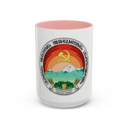 Emblem of the Armenian SSR (1922) - Accent Coffee Mug 15oz Pink - Go Mug Yourself
