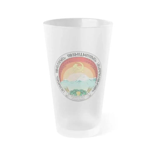 Emblem of the Armenian SSR (1922) - Frosted Pint Glass 16oz 16oz Frosted - Go Mug Yourself