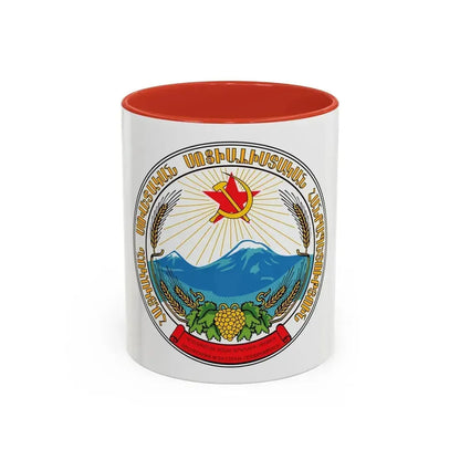 Emblem of the Armenian SSR - Accent Coffee Mug 11oz Red - Go Mug Yourself