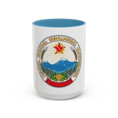 Emblem of the Armenian SSR - Accent Coffee Mug 15oz Light Blue - Go Mug Yourself