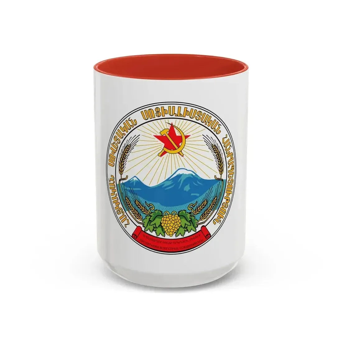 Emblem of the Armenian SSR - Accent Coffee Mug 15oz Red - Go Mug Yourself