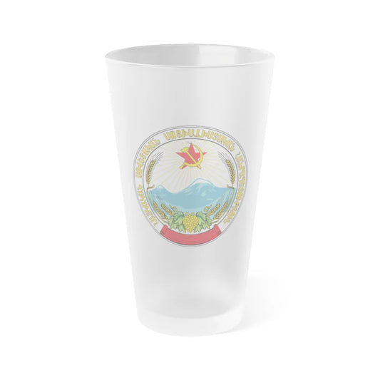 Emblem of the Armenian SSR - Frosted Pint Glass 16oz-16oz-Frosted-Go Mug Yourself