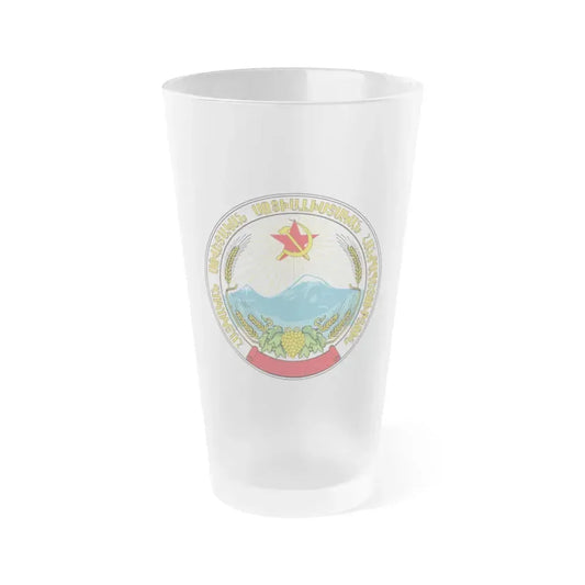 Emblem of the Armenian SSR - Frosted Pint Glass 16oz 16oz Frosted - Go Mug Yourself