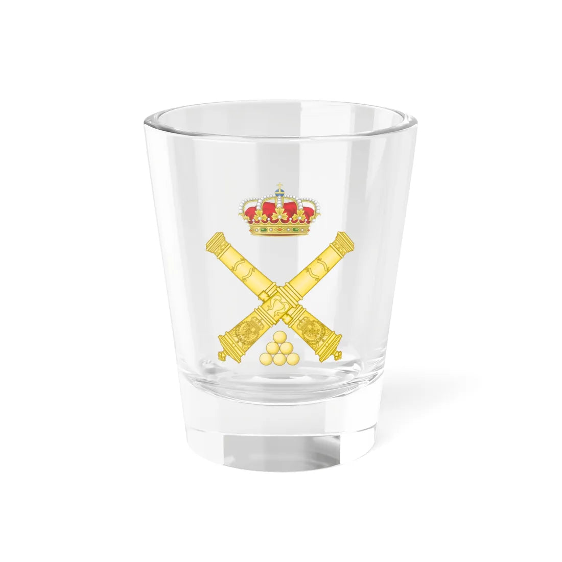 Emblem of the Artillery Forces of the Spanish Army (Spain) (Coat of Arms) Shot Glass 1.5oz 1.5oz - Go Mug Yourself