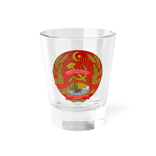 Emblem of the Azerbaijan SSR 1931-1937 v2 (Azerbaijan) (Coat of Arms) Shot Glass 1.5oz 1.5oz - Go Mug Yourself