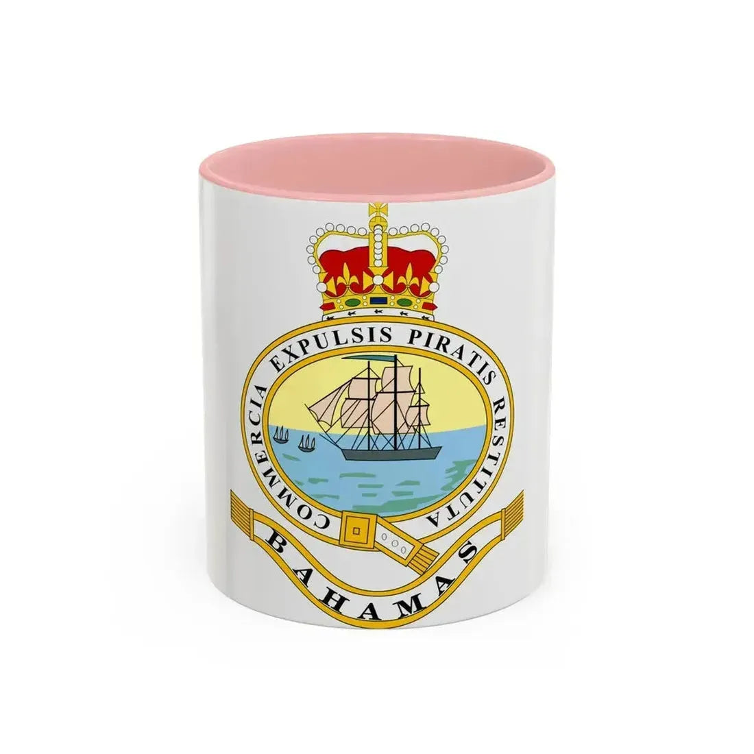 Emblem of the Bahamas (1869-1904; 1953-1964) - Accent Coffee Mug 11oz Pink - Go Mug Yourself