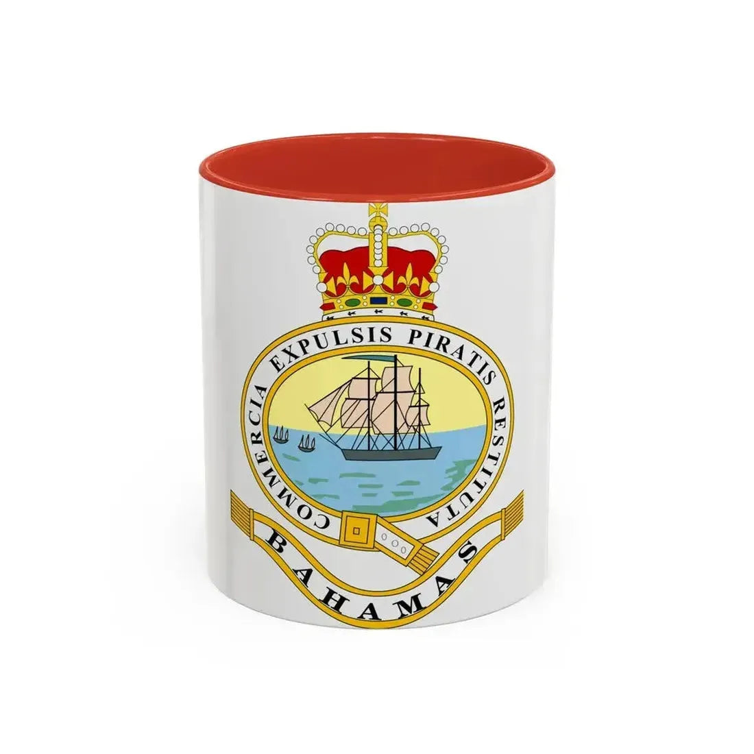 Emblem of the Bahamas (1869-1904; 1953-1964) - Accent Coffee Mug 11oz Red - Go Mug Yourself