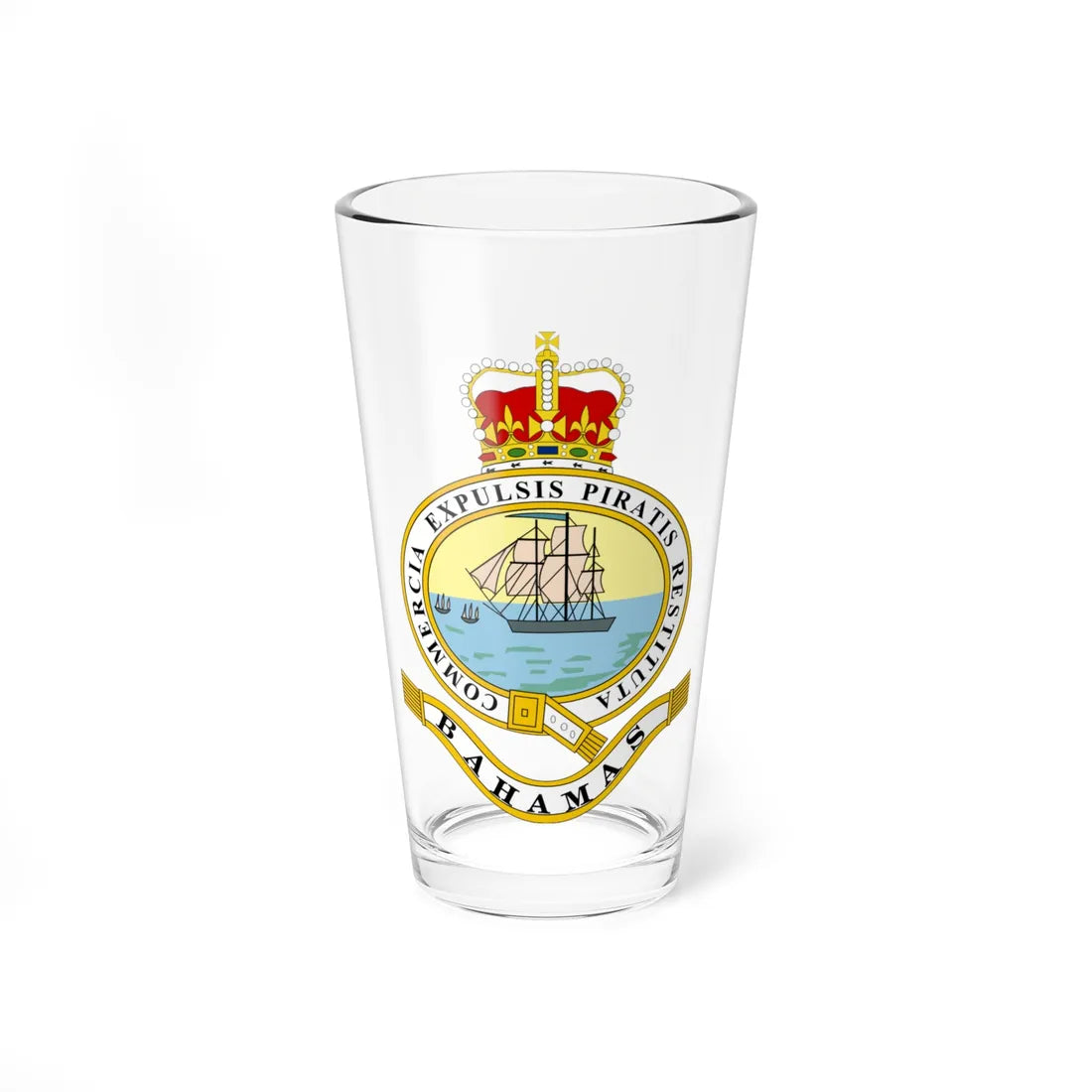 Emblem of the Bahamas 1869-1904 1953-1964 (Bahamas) (Coat of Arms) Pint Glass 16oz 16oz - Go Mug Yourself