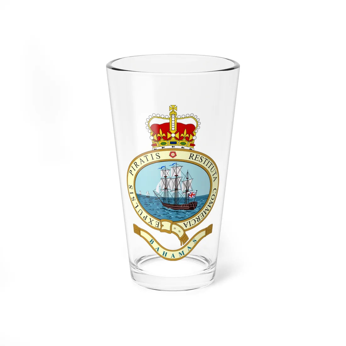 Emblem of the Bahamas 1964-1973 (Bahamas) (Coat of Arms) Pint Glass 16oz 16oz - Go Mug Yourself