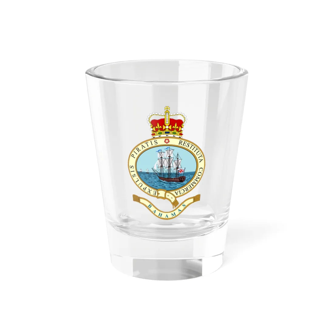 Emblem of the Bahamas 1964-1973 (Bahamas) (Coat of Arms) Shot Glass 1.5oz 1.5oz - Go Mug Yourself