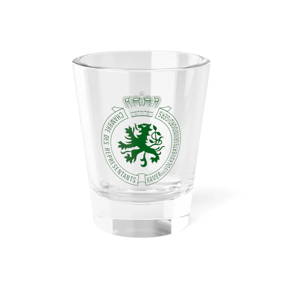 Emblem of the Belgian Chamber of Representatives (Belgium) (Coat of Arms) Shot Glass 1.5oz 1.5oz - Go Mug Yourself