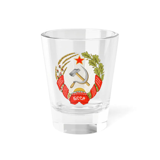 Emblem of the Byelorussian SSR 1927-1937 (Belarus) (Coat of Arms) Shot Glass 1.5oz 1.5oz - Go Mug Yourself