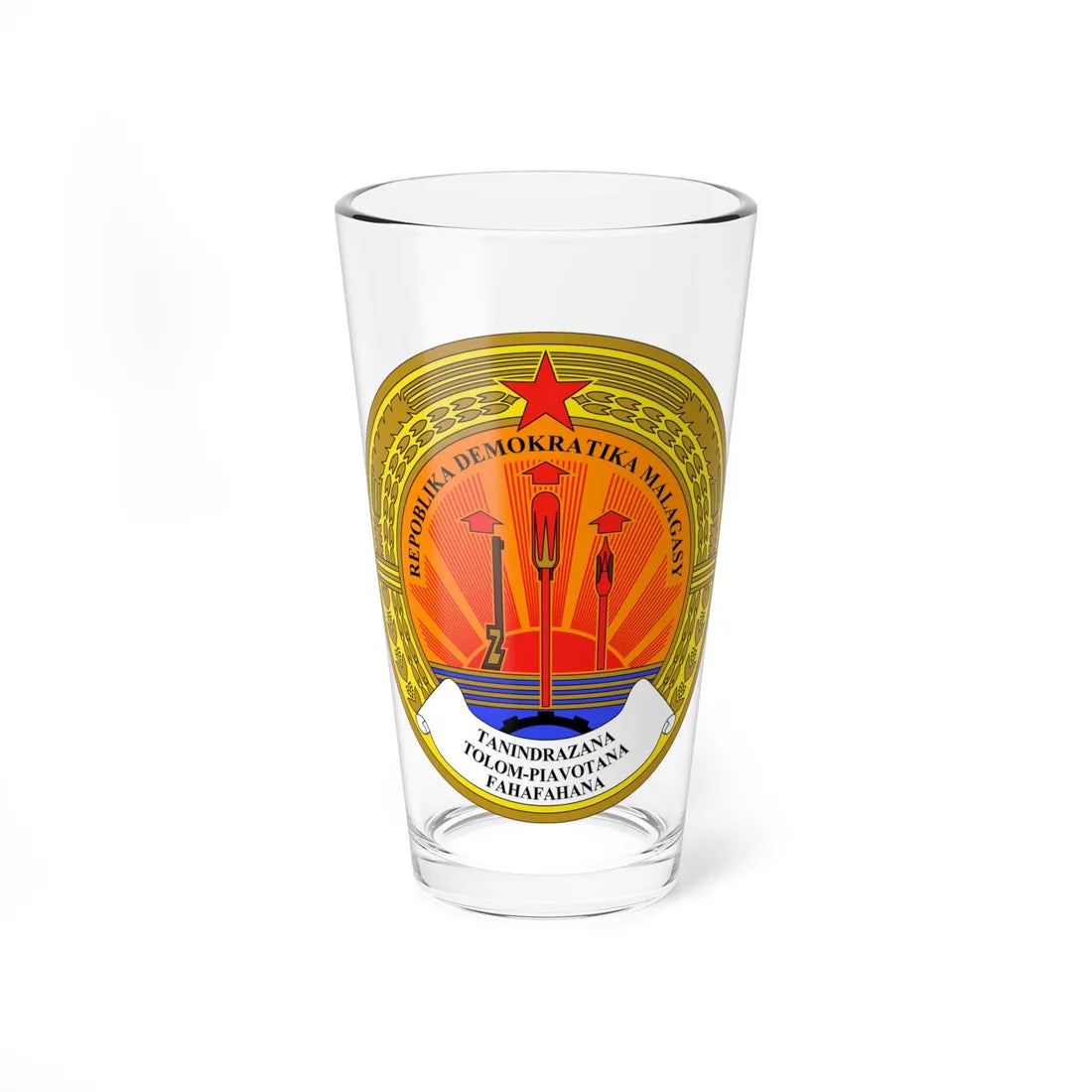 Emblem of the Democratic Republic of Madagascar (Madagascar) (Coat of Arms) Pint Glass 16oz 16oz - Go Mug Yourself