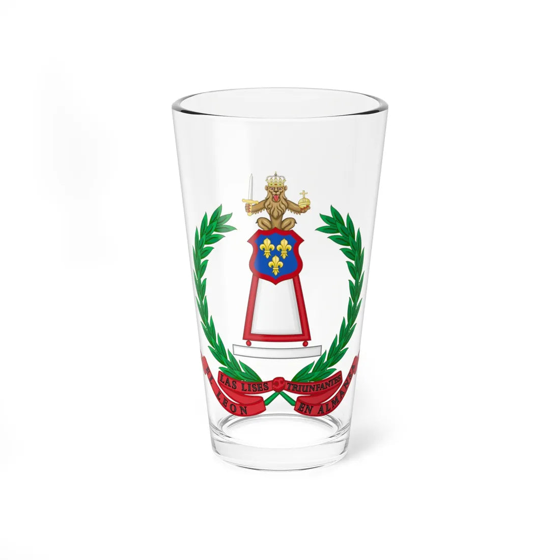 Emblem of the Former Cavalry Regiment Almansa (Spain) (Coat of Arms) Pint Glass 16oz 16oz - Go Mug Yourself